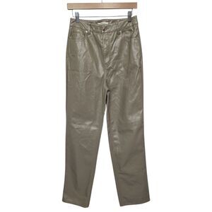 Pacsun Lacquered Womens Faux‎ Leather Pants 90s Boyfriend Size 28 Tan Shiny